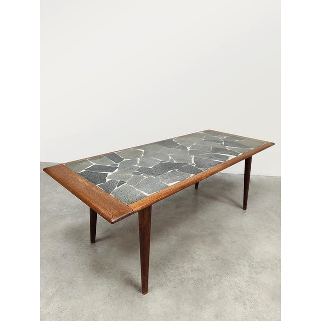 Vintage Danish Teak & Slate Stone Coffee Table, 1970s For Sale - Image 4 of 7