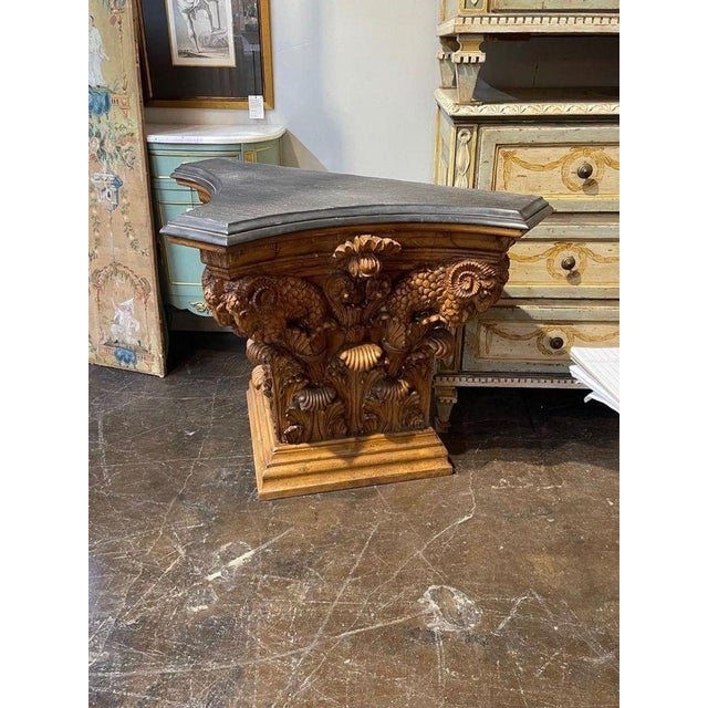 Silver 19th Century Austrian Carved Pine Neo Classical Console With Slate Top For Sale - Image 8 of 8