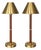 Ralph Lauren Brass & Brown Leather Campaign Lamps — Pair For Sale