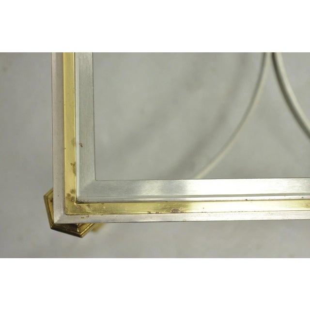 Vintage French Directoire Maison Jansen Style Steel Brass Low Square Side Table For Sale - Image 15 of 17
