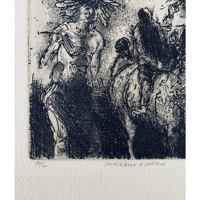 American Robert A. Birmelin, Horseman & Indian, American Modernist Abstract Etching For Sale - Image 3 of 6