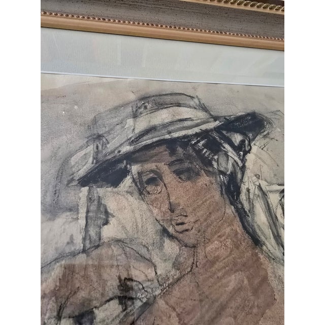 1960s Vintage Mid Century Modern Seated Debutante Painting Signed For Sale - Image 5 of 10