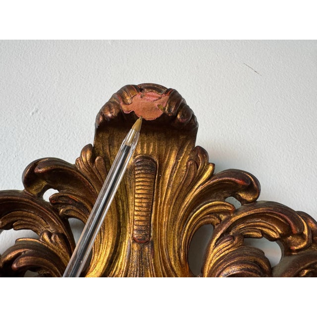 1960s Italian Hollywood Regency Gilt Carved Wood Wall Mirror/ Sold For Sale - Image 9 of 12