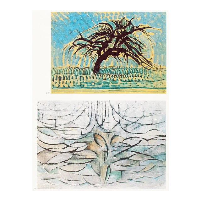 1991 After Piet Mondrian "The Blue Tree" & "The Flowering Apple Tree", Full-Color Parisian Print For Sale