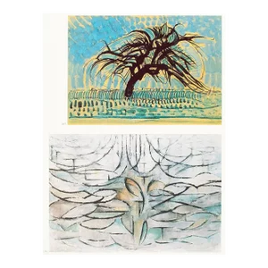 1991 After Piet Mondrian "The Blue Tree" & "The Flowering Apple Tree", Full-Color Parisian Print