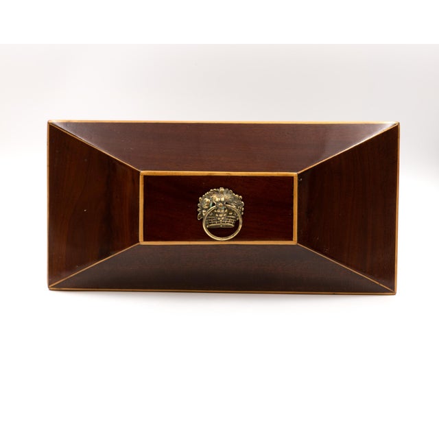 Early 19th Century Regency Mahogany Box With Satinwood Edging and Brass Basket Pull For Sale - Image 12 of 12