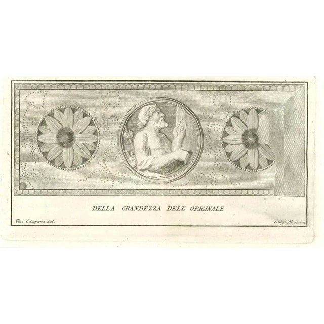 Ancient roman fresco, from the series "antiquities of herculaneum", is an original etching on paper realized by vincenzo...