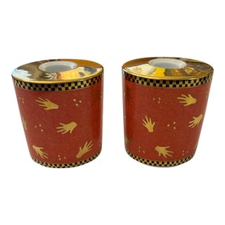 Bulgari Rosenthal Porcelain Candleholders Mani Al Vento Collection Late 20th Century a Pair For Sale