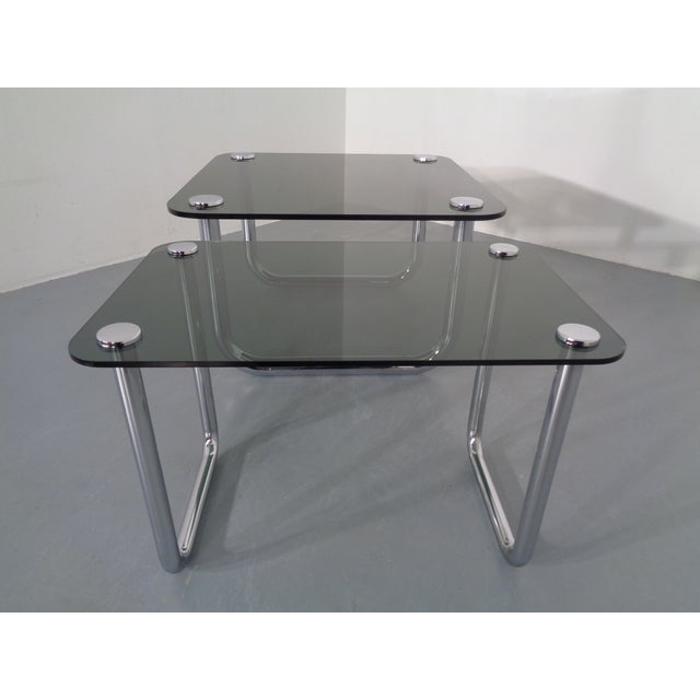 Italian Chrome & Smoked Glass Side Table, 1970s For Sale - Image 6 of 18