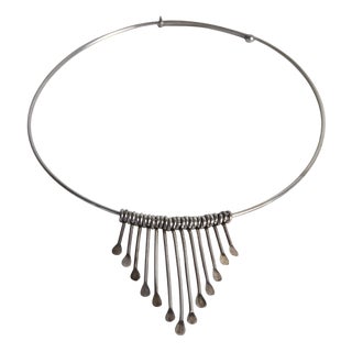 Modern Sterling Silver Collier Necklace, 1960s For Sale