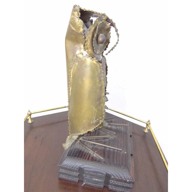 Mid-Century Modern Vintage Mid-Century Metal Brutalist Owl Sculpture For Sale - Image 3 of 7