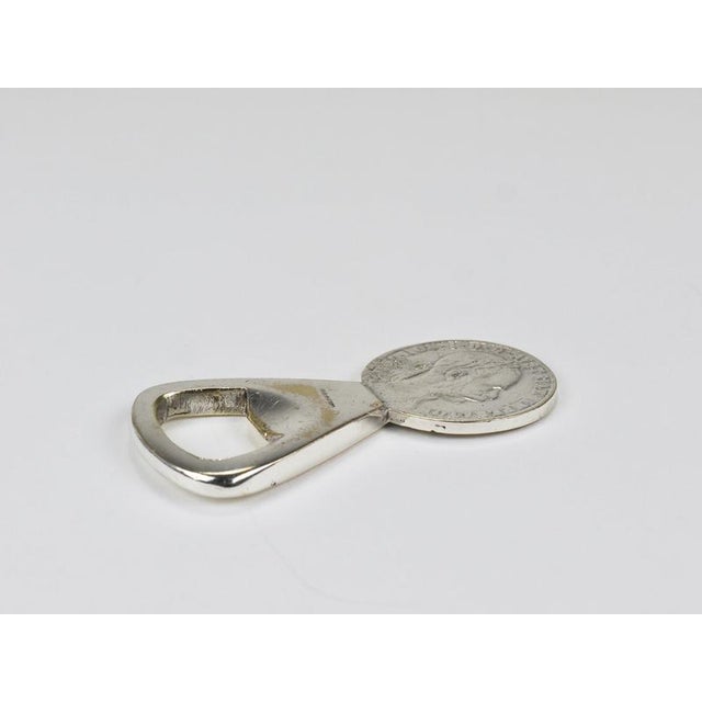 Silvered Brass Bottle Opener Habsburg 2 Florin Coin attributed to Carl Auböck, Austria 1950 For Sale - Image 13 of 18
