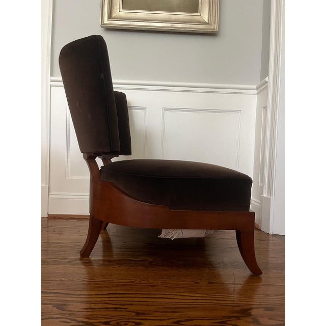 Late 20th Century Barbara Barry for Baker Brown Velvet Low Lounge Chair For Sale - Image 10 of 10