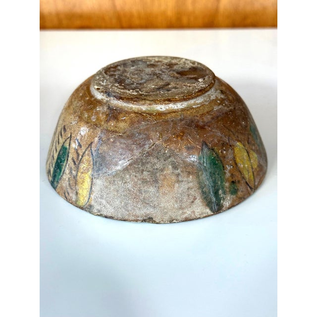 Chrome Islamic Buff Ware Slip Paint Ceramic Bowl with Animate Design Nishapur For Sale - Image 8 of 16