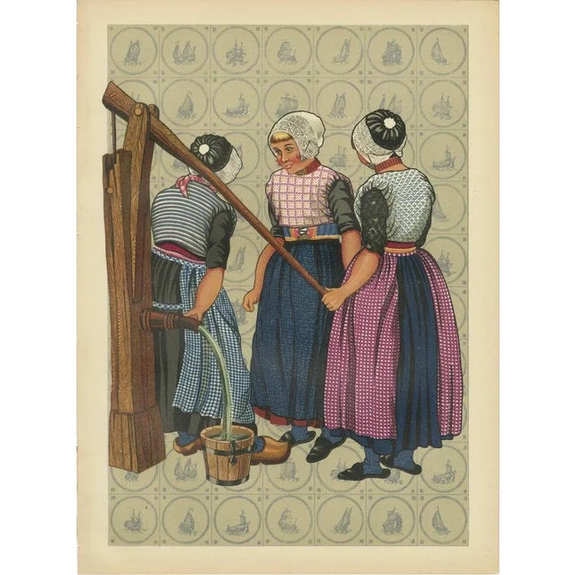 Girls of Urk in Holland at the Village Pump in Traditional Workwear, 1932, Paper For Sale - Image 10 of 10
