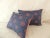 Red and Blue Satin Cotton Modern Bolster Decorative Pillows From Portugal- A Pair For Sale In Tampa - Image 6 of 8