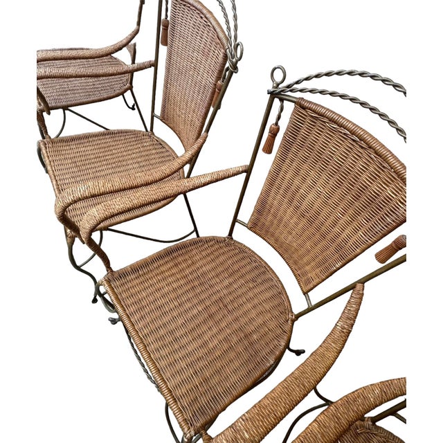 1970s Vintage Wicker Rope and Tassel Dining Chairs- Set of 4 For Sale In Tampa - Image 6 of 6