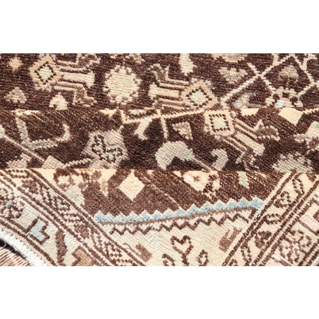 Vintage Persian Mahal Runner With All-Over Herati Design in Brown For Sale - Image 10 of 11