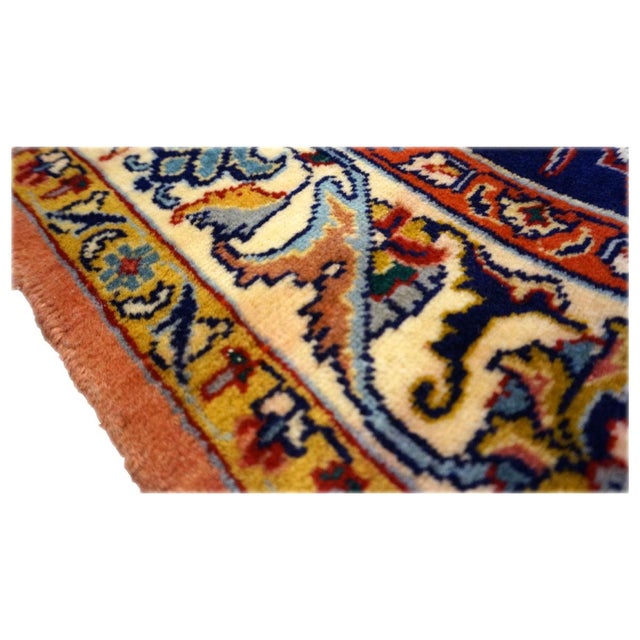 Antique Persian Tabriz Pahlavi Wool 11x17 Orange, Blue & Green Handmade Area Rug #9902606 For Sale - Image 12 of 13