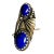 Southwestern Revival Lapis Lazuli Double-Cabochon Ring in Ornate .925 Sterling Silver, , Size 8.25 For Sale