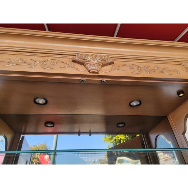 1970s Vintage French Style Wood China Cabinet. For Sale - Image 10 of 18