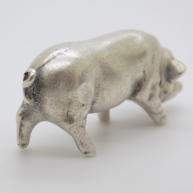 Vintage Italian Handmade Silver 800 Pig Figurine, Arezzo, 1970s For Sale - Image 6 of 11