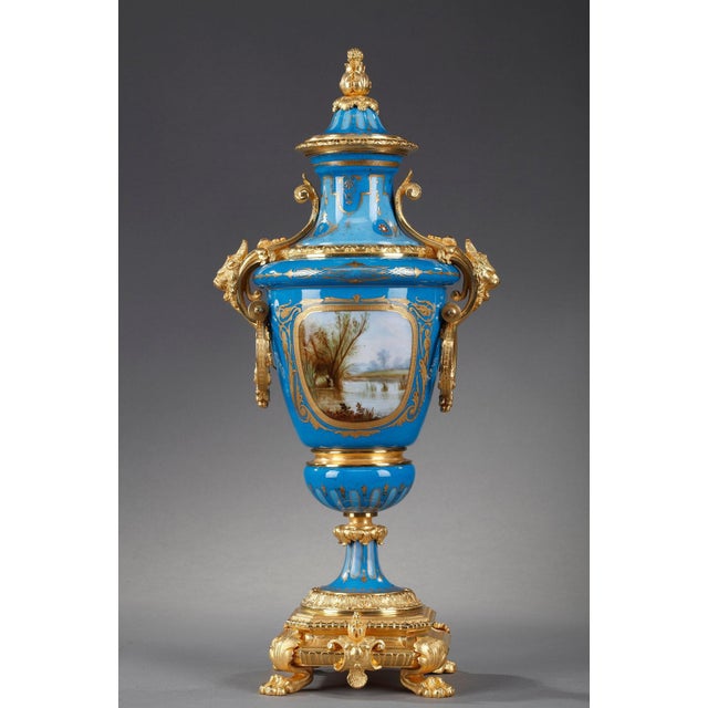 Covered Vases in Polychrome Porcelain in the Style of Sèvres, Set of 2 For Sale - Image 6 of 18