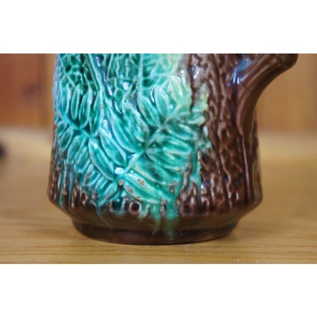 Antique Majoica Begonia Fern Leaf Rustic Tree Bark Creamer Pitcher For Sale - Image 12 of 12