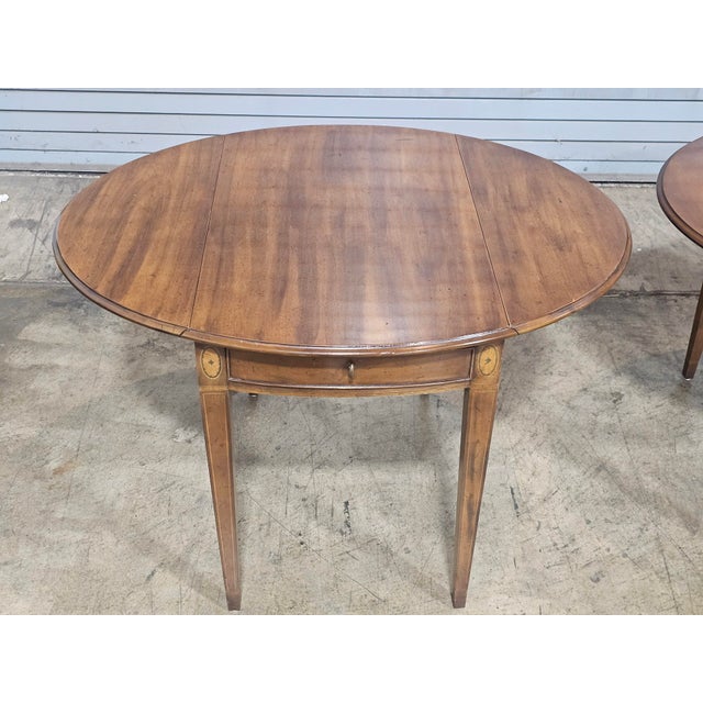 Late 20th Century Pair of Henredon Mahogany Pembroke Tables Inlays For Sale - Image 11 of 13
