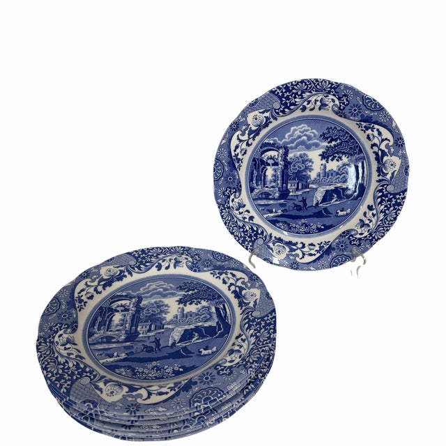 Spode Vintage Spode Italian Dinner and Dessert Plates, Made in England - Set of 15 For Sale - Image 4 of 6