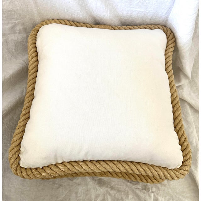 Pottery Barn Pair of Large Coastal Rope Down Filled Pillows For Sale - Image 4 of 9