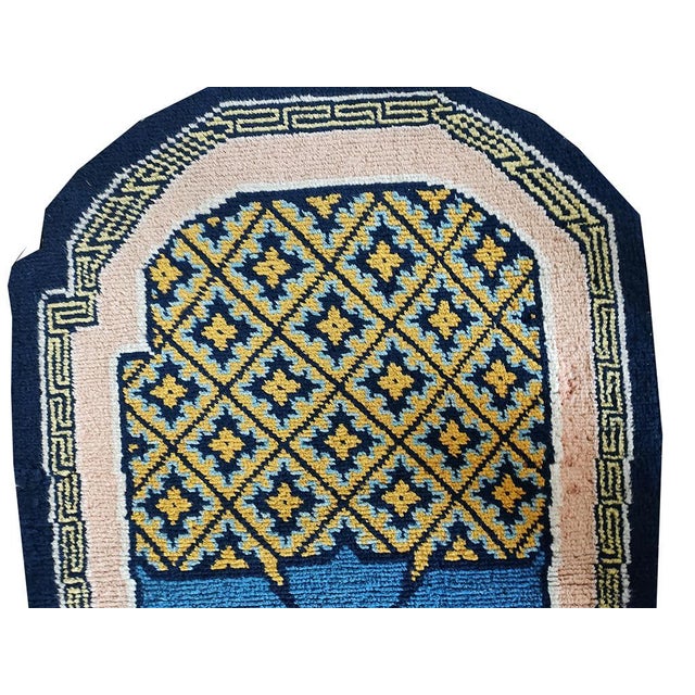 Chinese 1940s Mustard Yellow Diamond Hand Knotted Antique Chinese Horse Cover Rug 2' 6" X 4' 6" Wool Carpet For Sale - Image 3 of 5