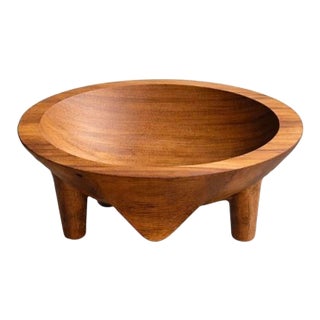 Hand-Carved Wooden Four-Leg Sculptural Bowl | Organic Modern Catchall For Sale