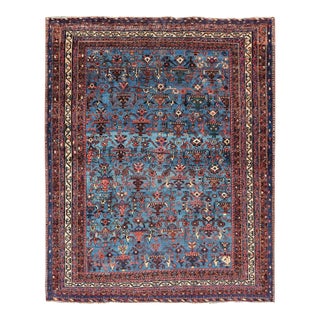 Antique Persian Afshar Rug in Beautiful Blue Background With Tribal Motifs 4'8 X 6'0 For Sale