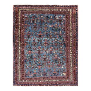 Antique Persian Afshar Rug in Beautiful Blue Background With Tribal Motifs