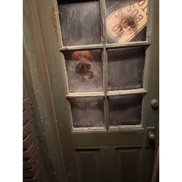 Vintage Michael Garman Illuminated Cityscape Sculpture, “Door Window – Jack and Judi’s Ristorante” For Sale - Image 4 of 14