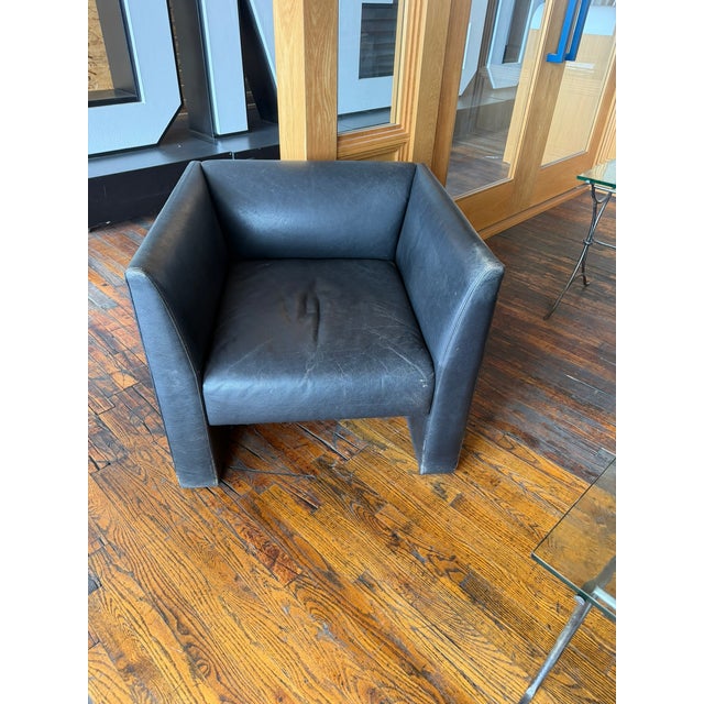1990s Gary Lee for Niedermeier Black Leather Architectural Armchair, Mid-1990s For Sale - Image 5 of 13
