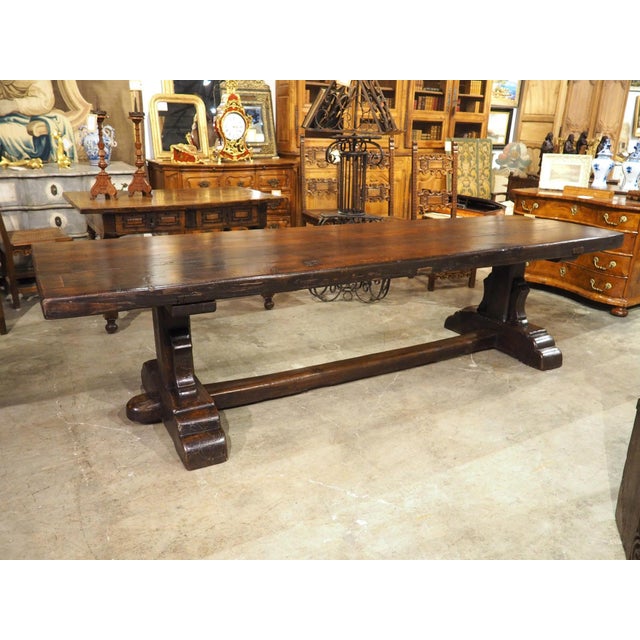 French A Robust 19th Century Heavy Oak Monastery Style Dining Table From France For Sale - Image 3 of 18