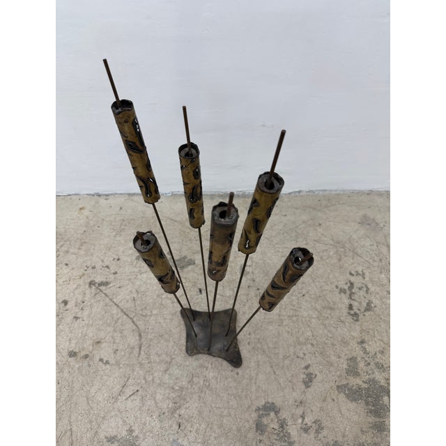 Torch-Cut Brutalist Iron Cattail Table or Floor Sculpture, 1960s For Sale - Image 9 of 13