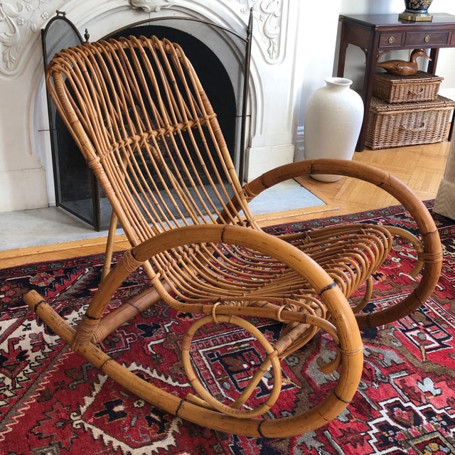 Mid 20th Century Mid-20th Century Franco Albini Style Bent Bamboo Rocking Chair For Sale - Image 5 of 12