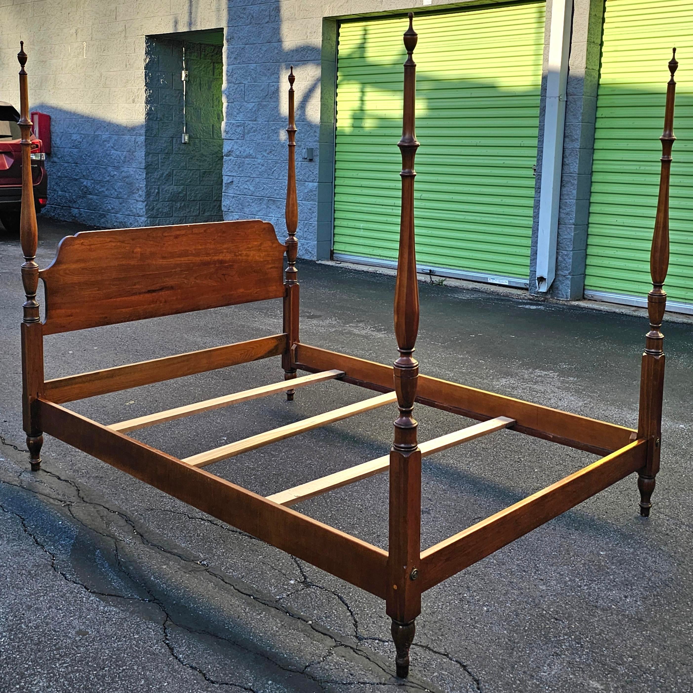Mid 20th Century Solid Cherry Semi Poster Full Size Bed Frame