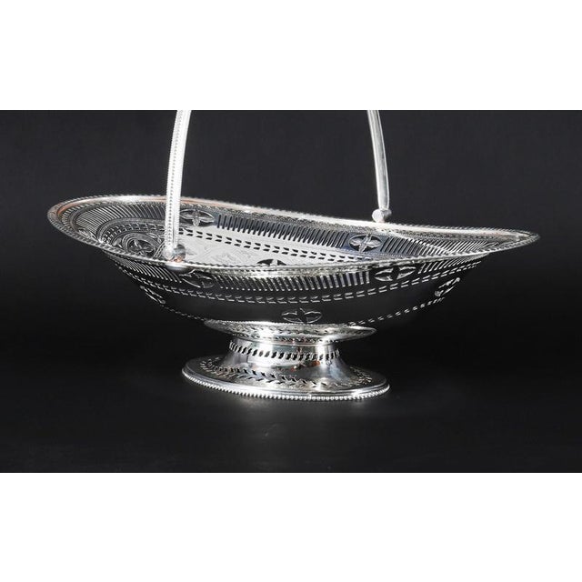 Gold Antique Victorian Neo Classical Silver Plated Fruit Basket, 19th Century For Sale - Image 8 of 16