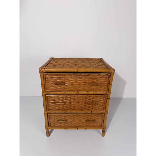 Mid-Century Italian Bedside Chest in Woven Cane, Rattan and Bamboo, 1960s For Sale - Image 12 of 18