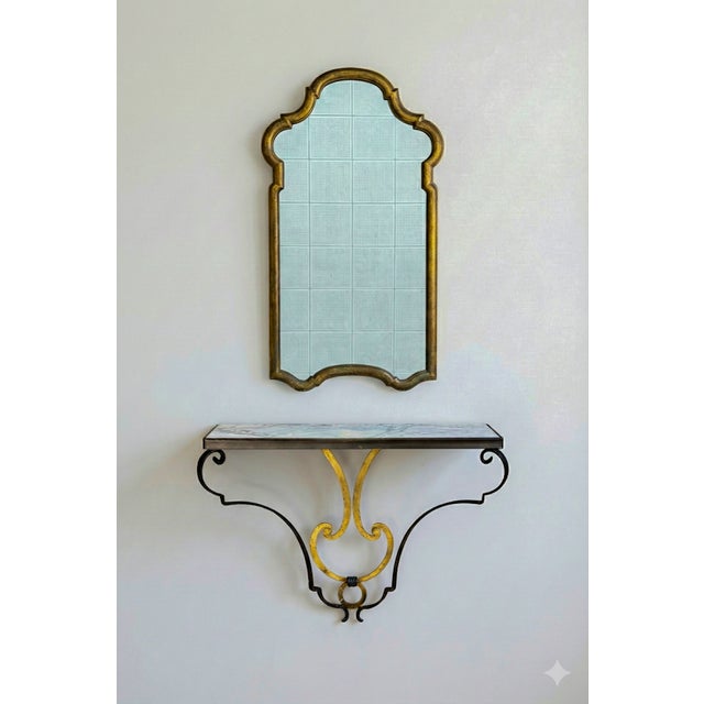 1970s 1970s Italian Neoclassical Mirror & Wall Mounted Iron Marble Top Console Table For Sale - Image 5 of 5