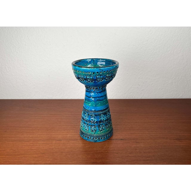 Mid-Century Modern Rimini Blue Pottery Candleholder by Aldo Londi for Bitossi, Italy, 1960s For Sale - Image 11 of 14