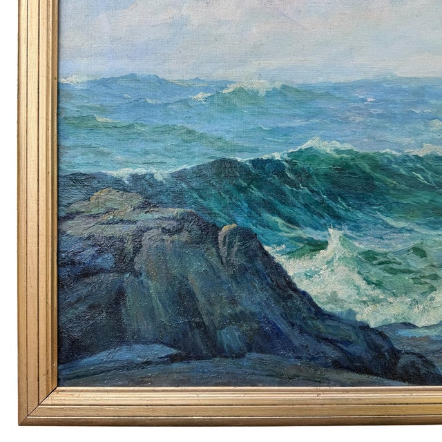 Early 20th Century Early 20th Century American Seascape Oil Painting For Sale - Image 5 of 13