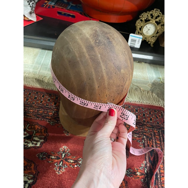 Brown Antique Primitive Turned Wood Rotating Hat/Wig Display Stand Form Block For Sale - Image 8 of 8