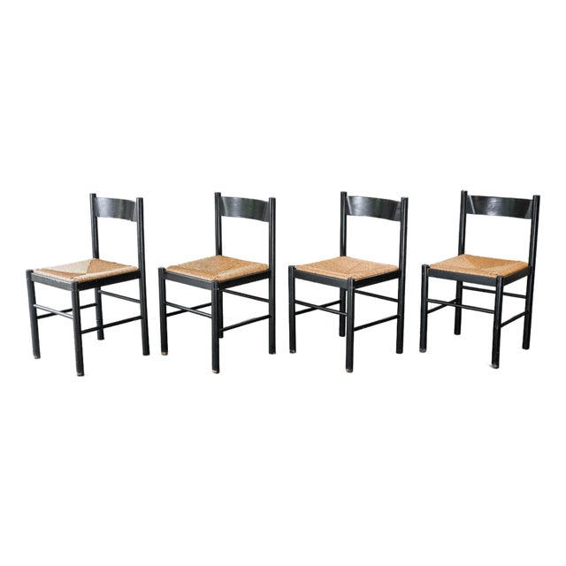 1980s Vintage Italian Vico Magistretti Style Dining Chairs - Set of 4 For Sale