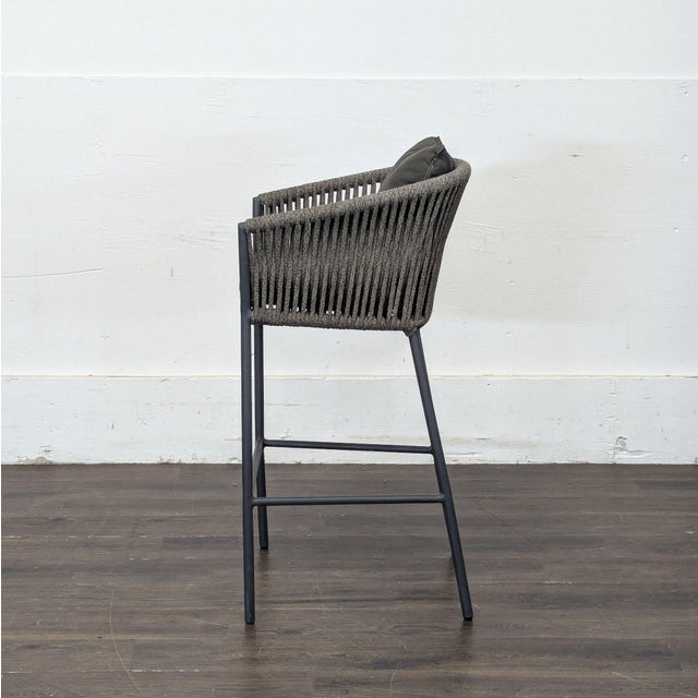 Modern Four Hands Porto Charcoal and Bronze Performance Fabric Outdoor Bar Stool, Attributed For Sale - Image 3 of 6