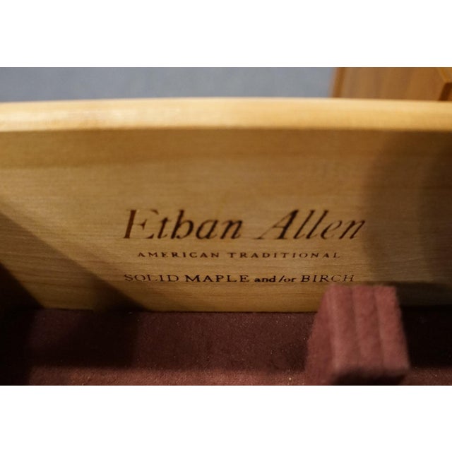 Brown Ethan Allen Heirloom Nutmeg Maple 48" Buffet W. Display Hutch 10-6007 / 10-6016 For Sale - Image 8 of 11